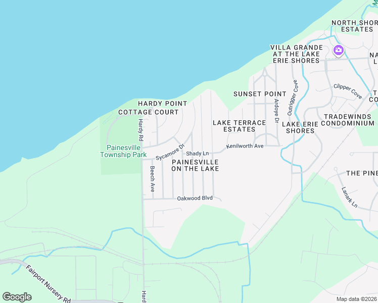 map of restaurants, bars, coffee shops, grocery stores, and more near 960 Fremont Avenue in Painesville