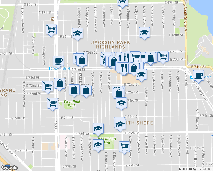 map of restaurants, bars, coffee shops, grocery stores, and more near in Chicago
