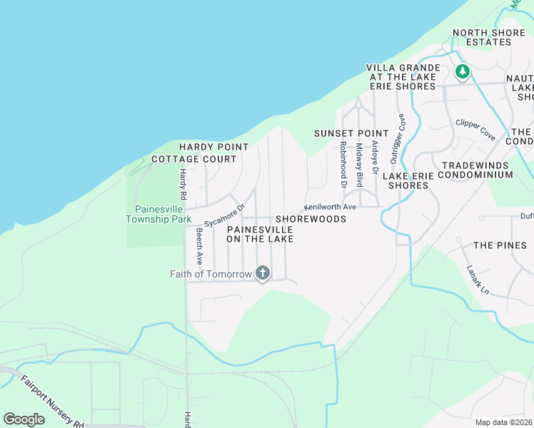 map of restaurants, bars, coffee shops, grocery stores, and more near 960 Fremont Avenue in Painesville