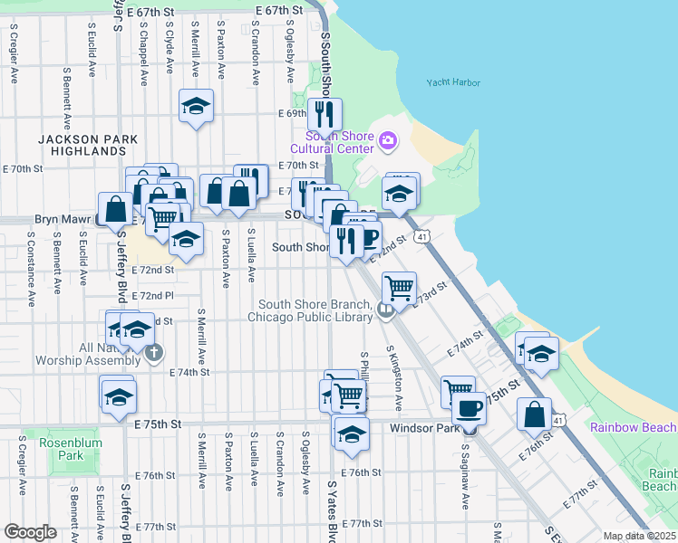map of restaurants, bars, coffee shops, grocery stores, and more near in Chicago
