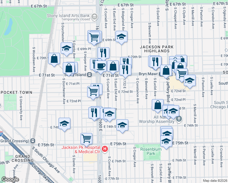 map of restaurants, bars, coffee shops, grocery stores, and more near in Chicago