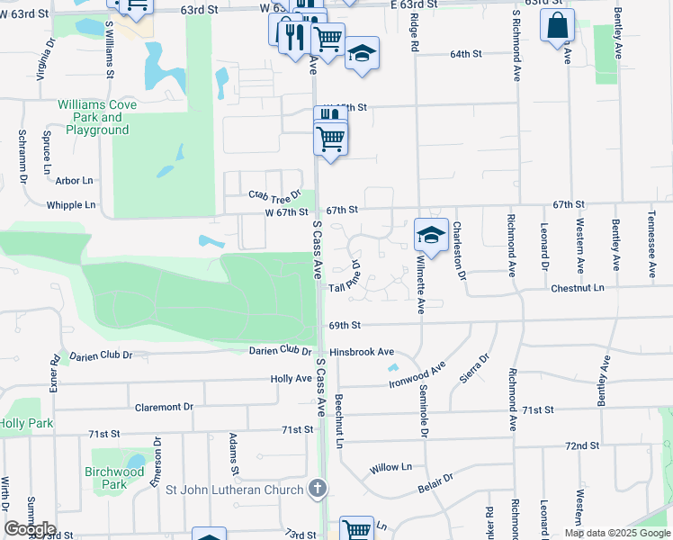 map of restaurants, bars, coffee shops, grocery stores, and more near 1120 Lacebark Court in Darien