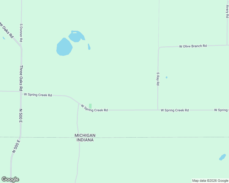 map of restaurants, bars, coffee shops, grocery stores, and more near 5563 West Spring Creek Road in Three Oaks