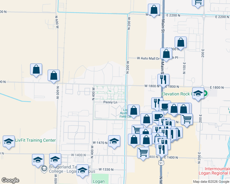 map of restaurants, bars, coffee shops, grocery stores, and more near 49 Kensington Place in Logan