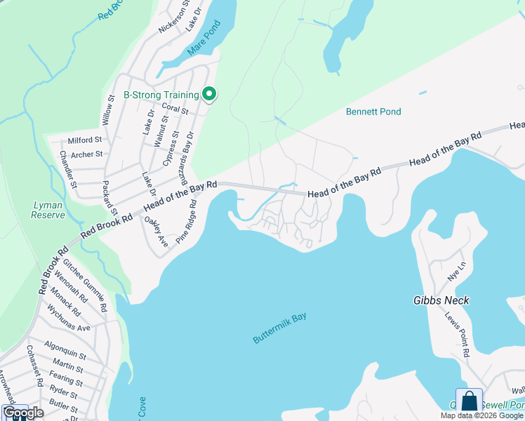 map of restaurants, bars, coffee shops, grocery stores, and more near 16 Thompson Road in Bourne