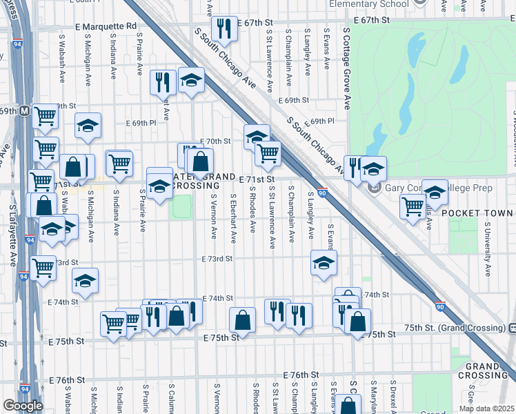 map of restaurants, bars, coffee shops, grocery stores, and more near in Chicago