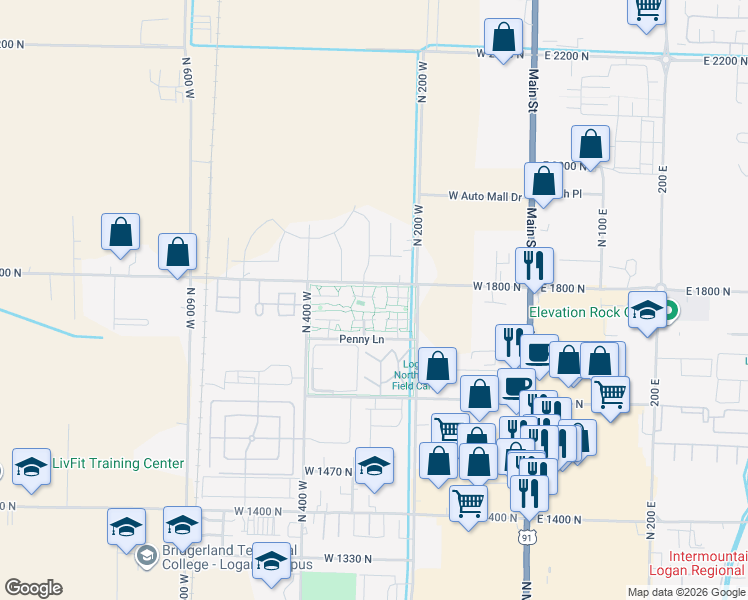 map of restaurants, bars, coffee shops, grocery stores, and more near 49 Kensington Place in Logan