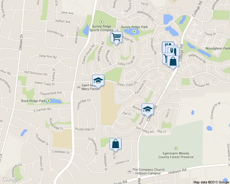 map of restaurants, bars, coffee shops, grocery stores, and more near 2848 Garden Drive in Lisle