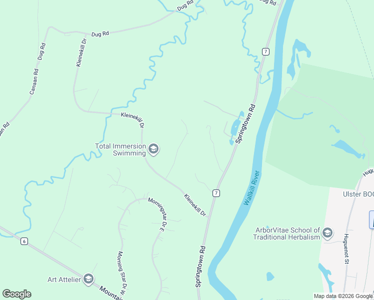 map of restaurants, bars, coffee shops, grocery stores, and more near 6 High Ridge Road in New Paltz