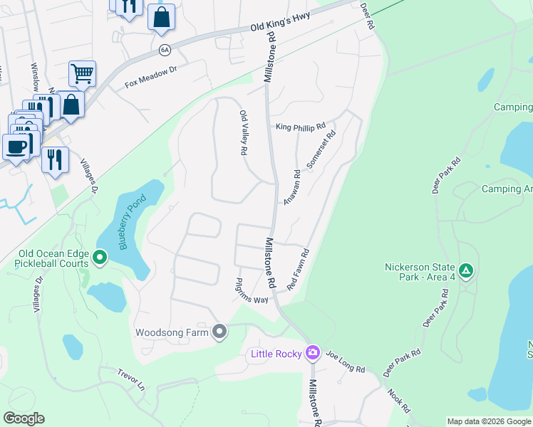 map of restaurants, bars, coffee shops, grocery stores, and more near 314 Millstone Road in Brewster