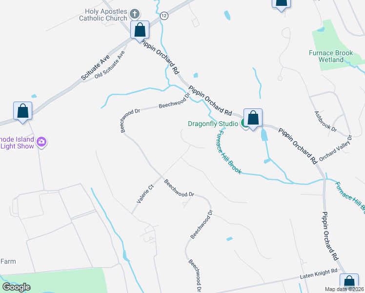 map of restaurants, bars, coffee shops, grocery stores, and more near 15 Phillips Court in Cranston