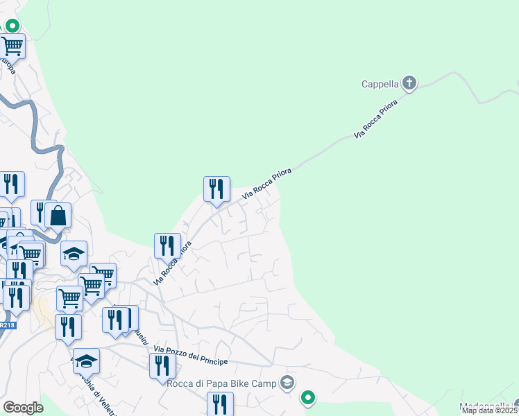 map of restaurants, bars, coffee shops, grocery stores, and more near 73 Via Rocca Priora in Rocca di Papa