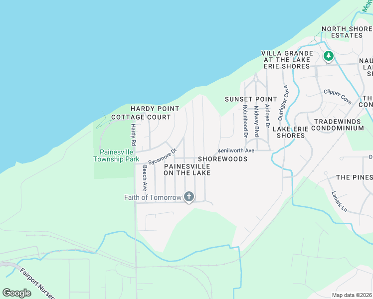 map of restaurants, bars, coffee shops, grocery stores, and more near 960 Fremont Avenue in Painesville