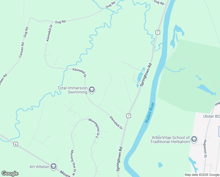 map of restaurants, bars, coffee shops, grocery stores, and more near 6 High Ridge Road in New Paltz