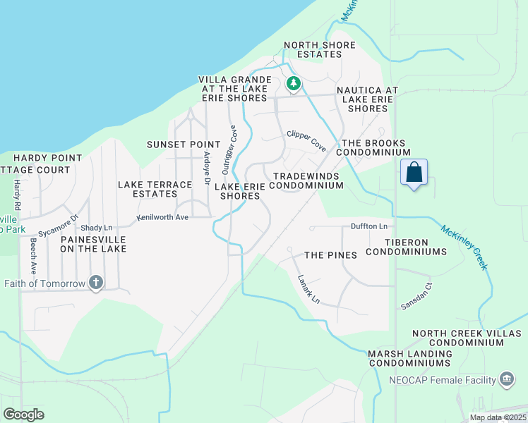 map of restaurants, bars, coffee shops, grocery stores, and more near 900 Pebble Beach Cove in Painesville
