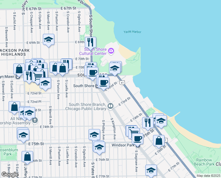 map of restaurants, bars, coffee shops, grocery stores, and more near in Chicago