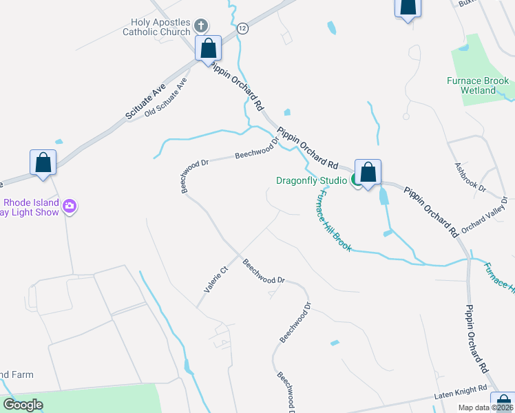 map of restaurants, bars, coffee shops, grocery stores, and more near 15 Phillips Court in Cranston
