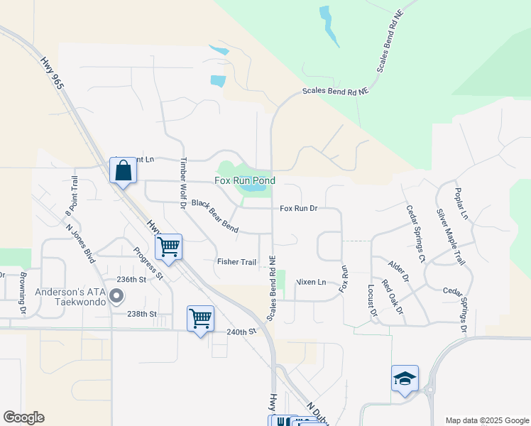 map of restaurants, bars, coffee shops, grocery stores, and more near 605 Black Bear Bend in North Liberty