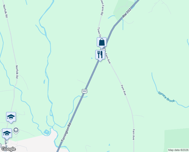 map of restaurants, bars, coffee shops, grocery stores, and more near 366 Torrington Road in Litchfield