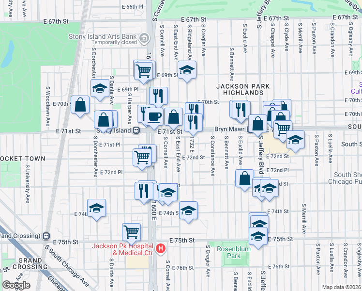 map of restaurants, bars, coffee shops, grocery stores, and more near in Chicago