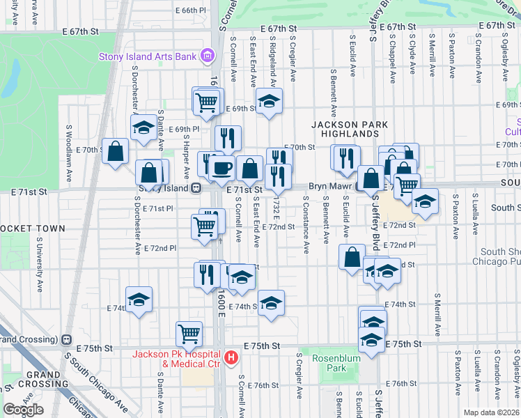 map of restaurants, bars, coffee shops, grocery stores, and more near in Chicago