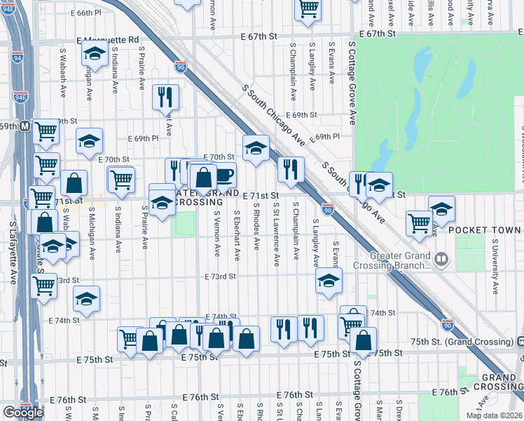 map of restaurants, bars, coffee shops, grocery stores, and more near in Chicago