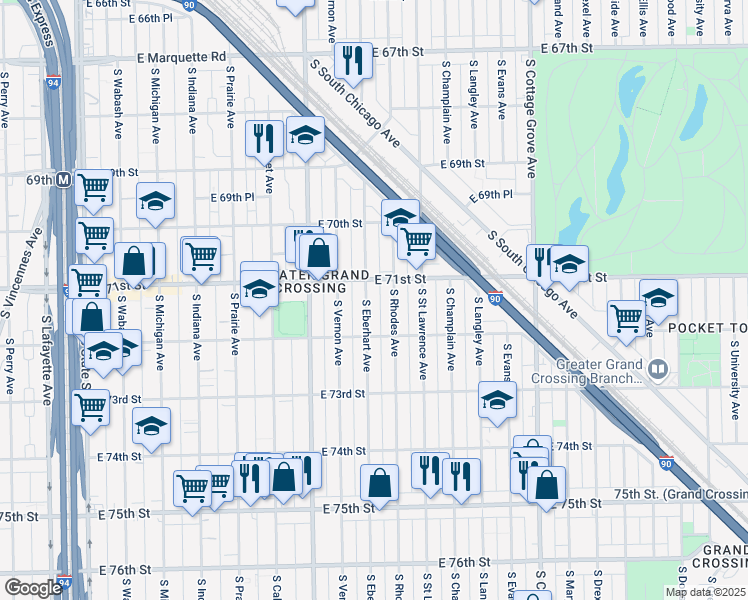 map of restaurants, bars, coffee shops, grocery stores, and more near in Chicago