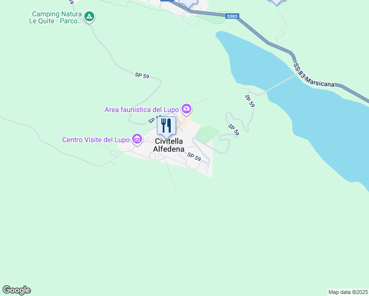 map of restaurants, bars, coffee shops, grocery stores, and more near 290 Via Nazionale in Civitella Alfedena
