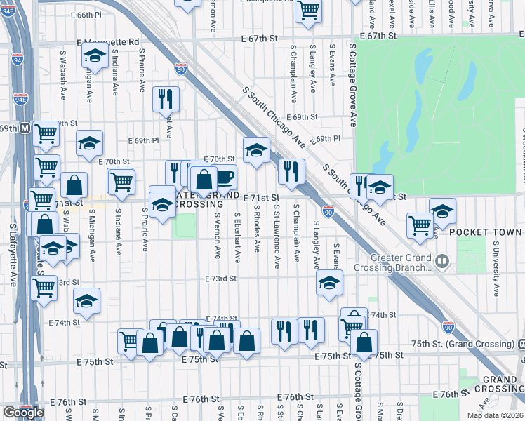 map of restaurants, bars, coffee shops, grocery stores, and more near in Chicago