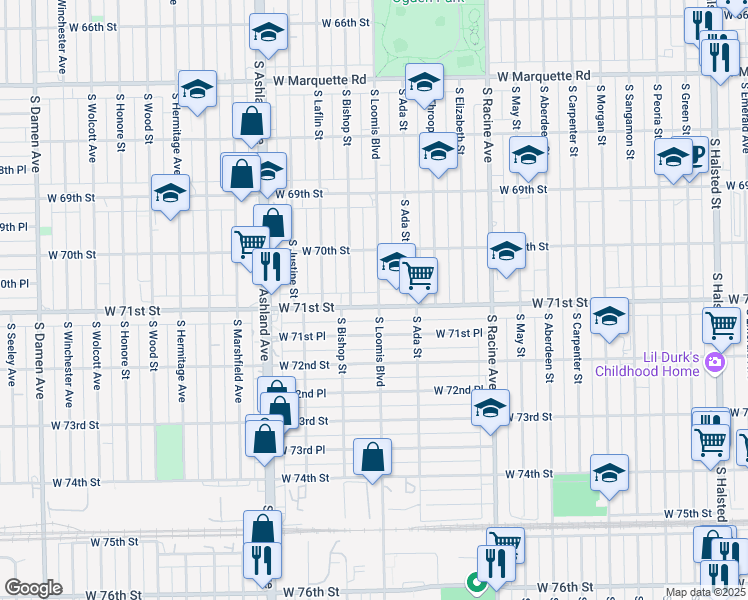 map of restaurants, bars, coffee shops, grocery stores, and more near in Chicago