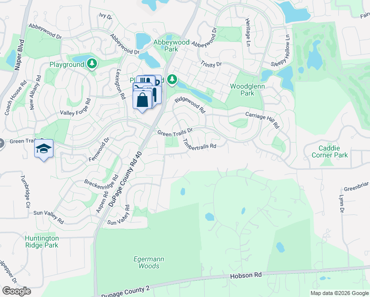 map of restaurants, bars, coffee shops, grocery stores, and more near 2335 Tanglewood Drive in Lisle
