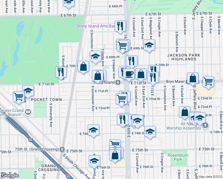 map of restaurants, bars, coffee shops, grocery stores, and more near in Chicago
