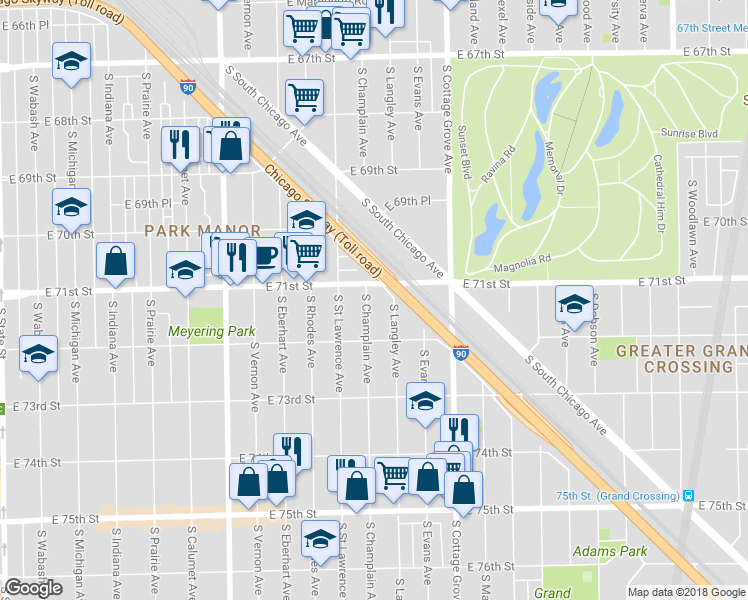 map of restaurants, bars, coffee shops, grocery stores, and more near in Chicago