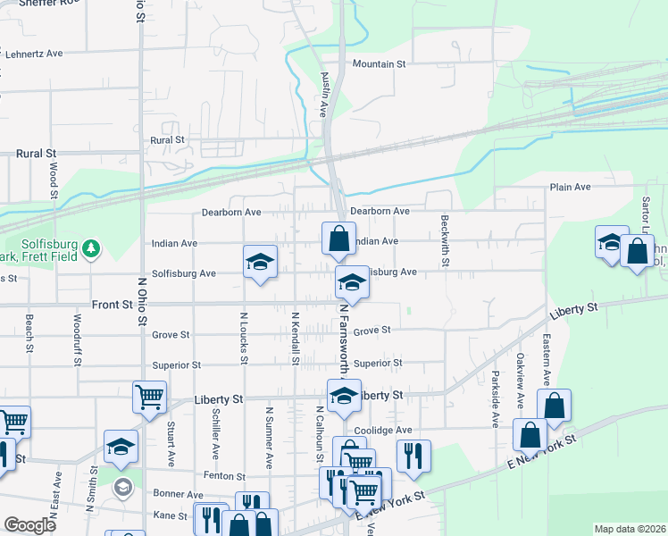 map of restaurants, bars, coffee shops, grocery stores, and more near 1331 Indian Avenue in Aurora