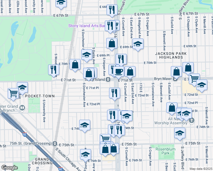 map of restaurants, bars, coffee shops, grocery stores, and more near in Chicago