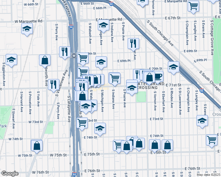 map of restaurants, bars, coffee shops, grocery stores, and more near in Chicago