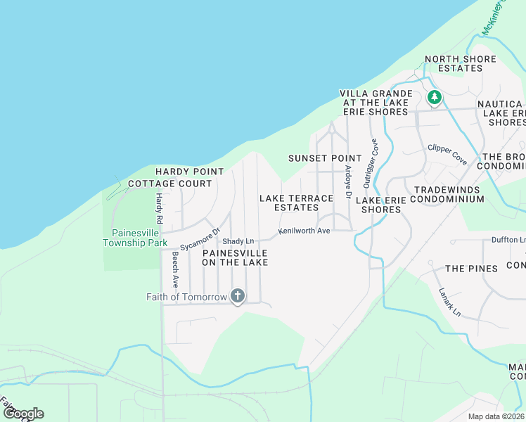 map of restaurants, bars, coffee shops, grocery stores, and more near 1013 Oakwood Boulevard in Painesville
