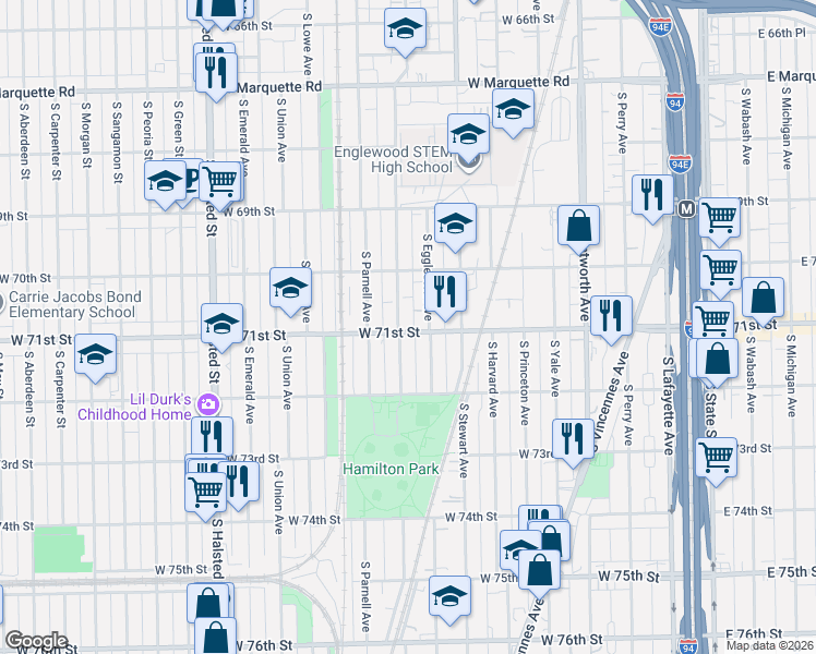 map of restaurants, bars, coffee shops, grocery stores, and more near in Chicago