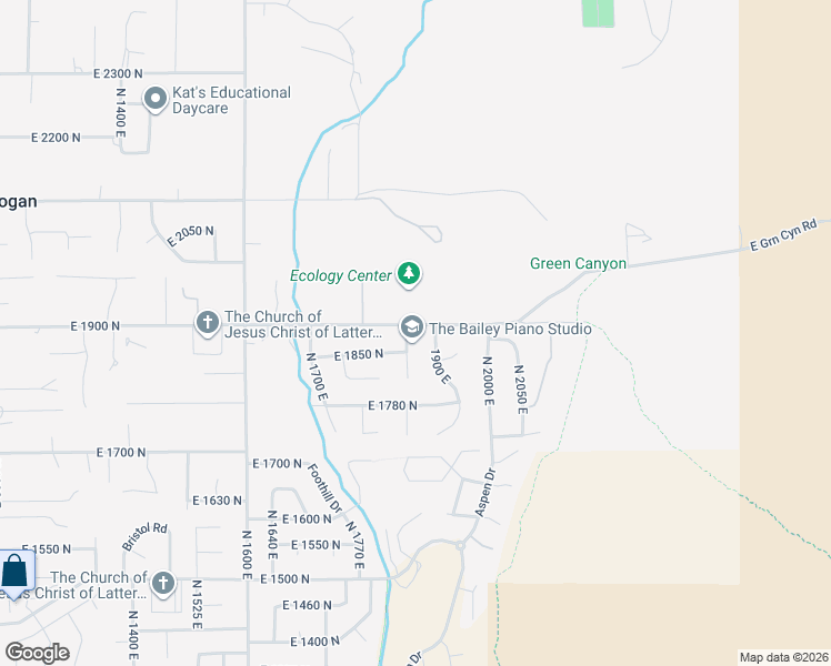 map of restaurants, bars, coffee shops, grocery stores, and more near 1872 North 1850 East in North Logan