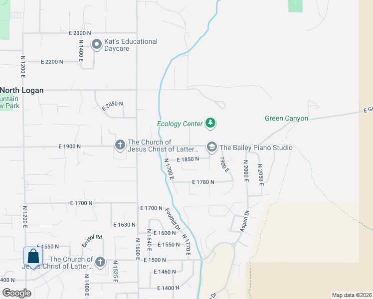 map of restaurants, bars, coffee shops, grocery stores, and more near 1776 East 1900 North in North Logan