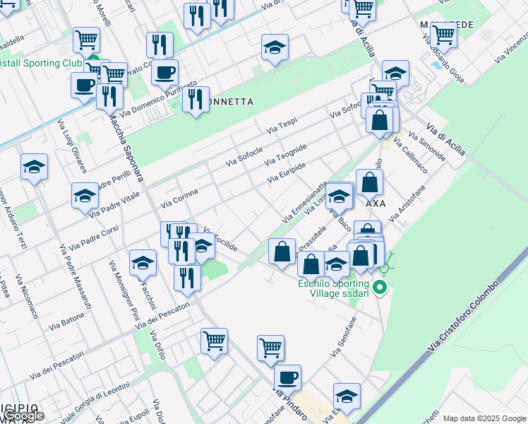 map of restaurants, bars, coffee shops, grocery stores, and more near 18 Via Fanocle in Città metropolitana di Roma Capitale