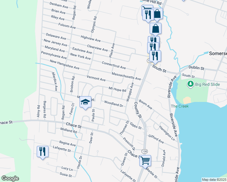 map of restaurants, bars, coffee shops, grocery stores, and more near 246 Mount Hope Road in Somerset