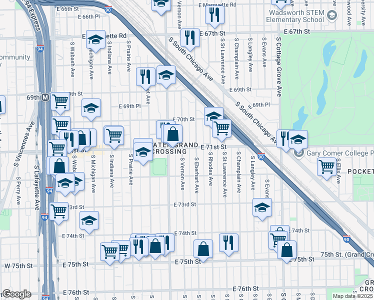 map of restaurants, bars, coffee shops, grocery stores, and more near in Chicago