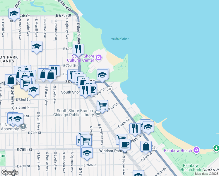 map of restaurants, bars, coffee shops, grocery stores, and more near in Chicago