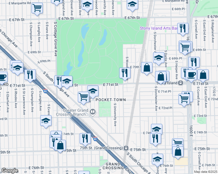 map of restaurants, bars, coffee shops, grocery stores, and more near in Chicago