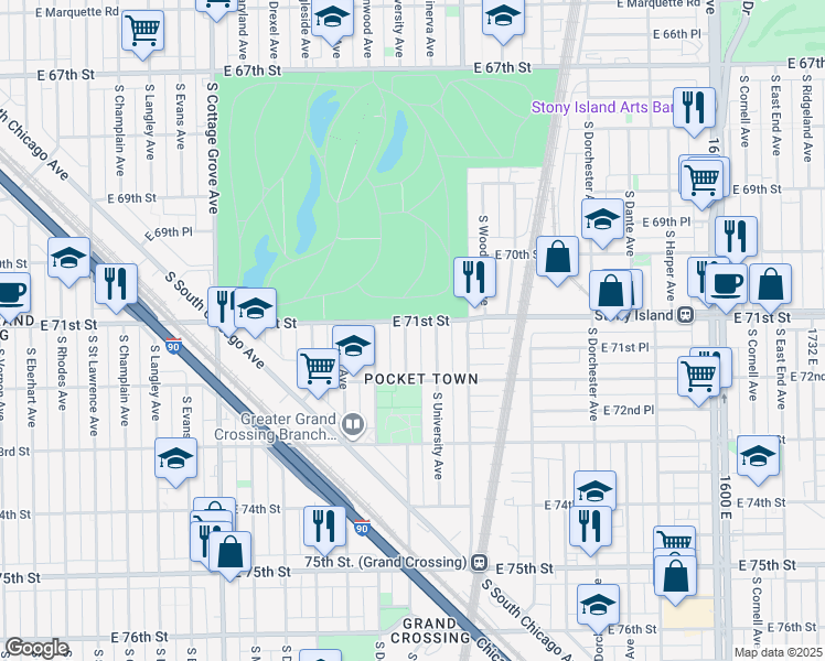 map of restaurants, bars, coffee shops, grocery stores, and more near in Chicago