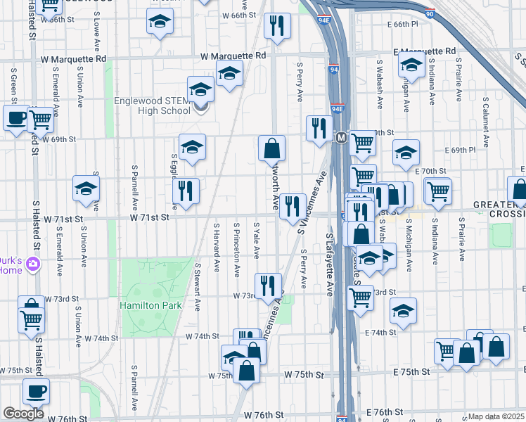map of restaurants, bars, coffee shops, grocery stores, and more near in Chicago