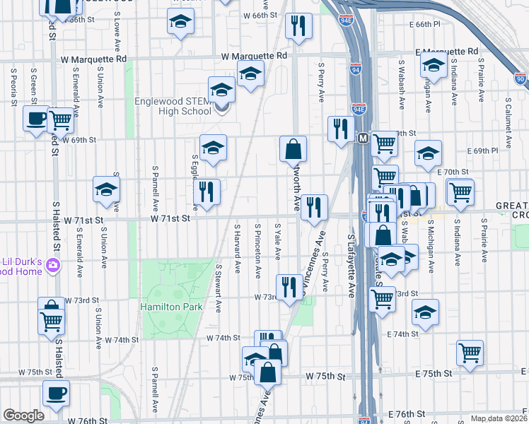 map of restaurants, bars, coffee shops, grocery stores, and more near in Chicago