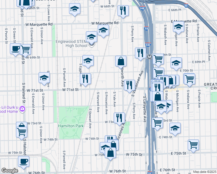 map of restaurants, bars, coffee shops, grocery stores, and more near in Chicago