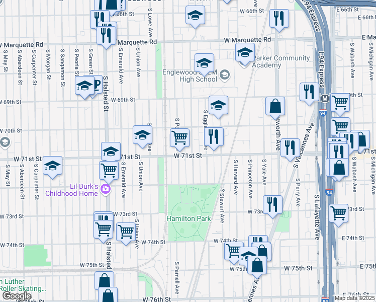 map of restaurants, bars, coffee shops, grocery stores, and more near in Chicago
